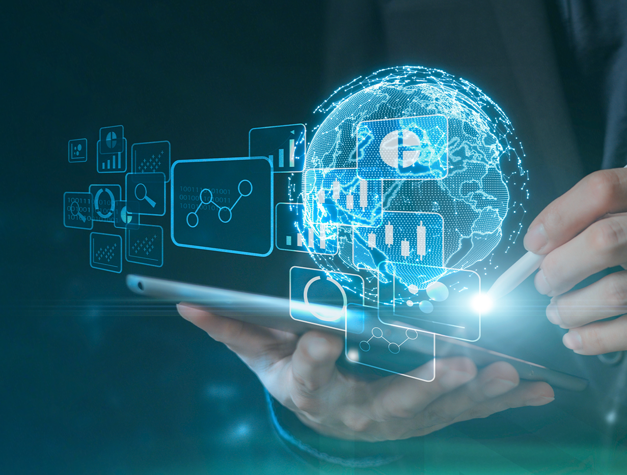 Our team collaborating in a modern office